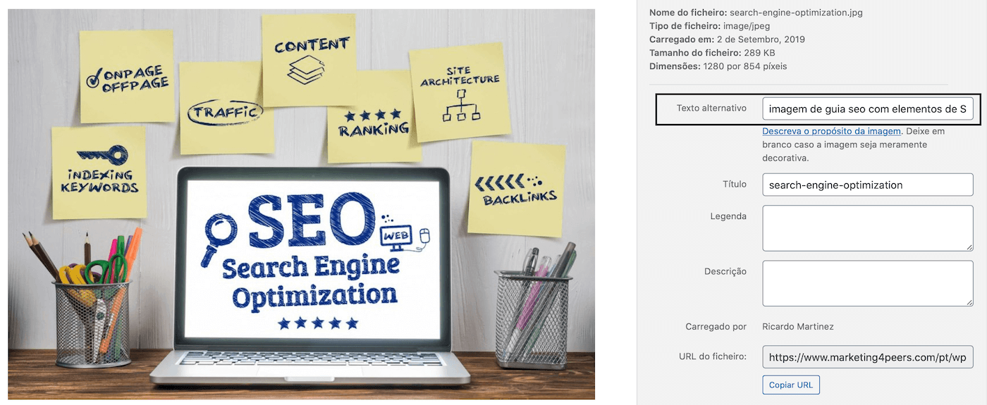 this is an image of an alt text seen in wordpress